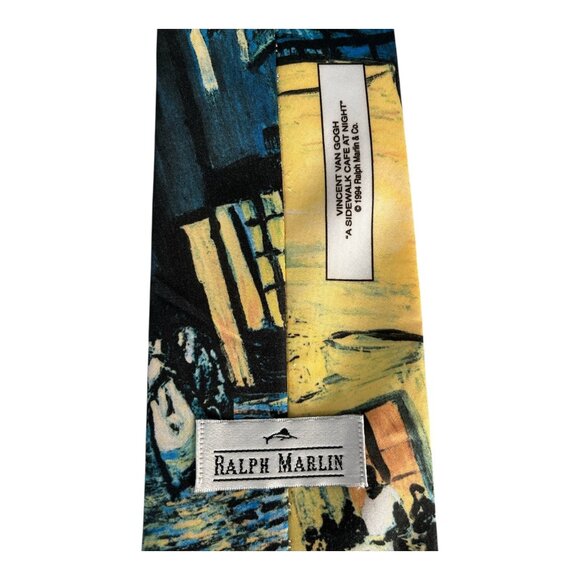 Ralph Marlin Van Gogh “A Sidewalk Cafe at Night” Tie 1993 Made in USA 3.75” - Picture 4 of 5